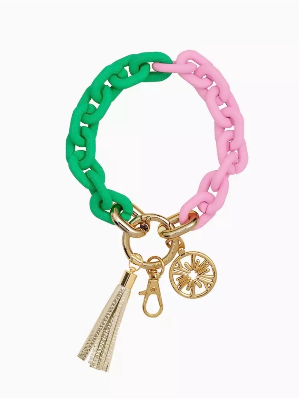 Brand New Lilly Pulitzer Pink/Green & Gold Key Chain Bangle